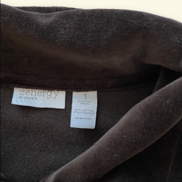 Velour Brown Front Zip Hoddie Y2K - Picture 3 of 3